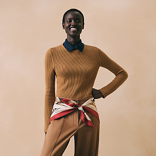 aLORSParis Écharpe et boléro エシャープエボレロア Attelage en Arbalete forever scarf 90 - Brown | Hermès Canada